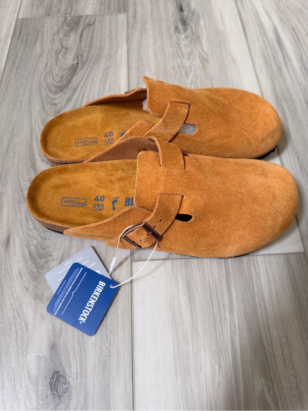 Birkenstock Boston Soft Footbed Clogs EU 40 L9 M7 Orange Suede New Tags - Picture 3 of 8